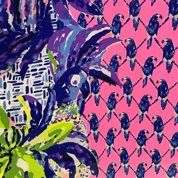 Lilly pulitzer shift dress pink with navy blue toucans size medium - Picture 7 of 7